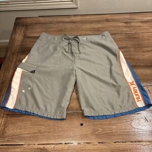 Y2K Hurley Men's Boardshorts Size  Blue/Gray 38Vintage Swim Trunks